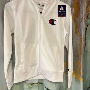 Champion Kids White Full-Zip Hoodie